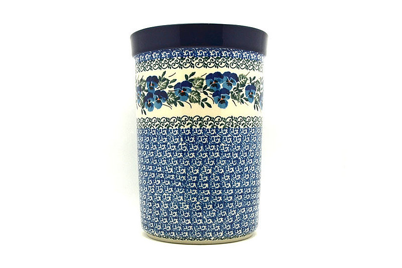8"H x 5 1/2"W
 Polish Pottery Wine Crock - Winter Viola 169-2273a (8"H x 5 1/2"W
)