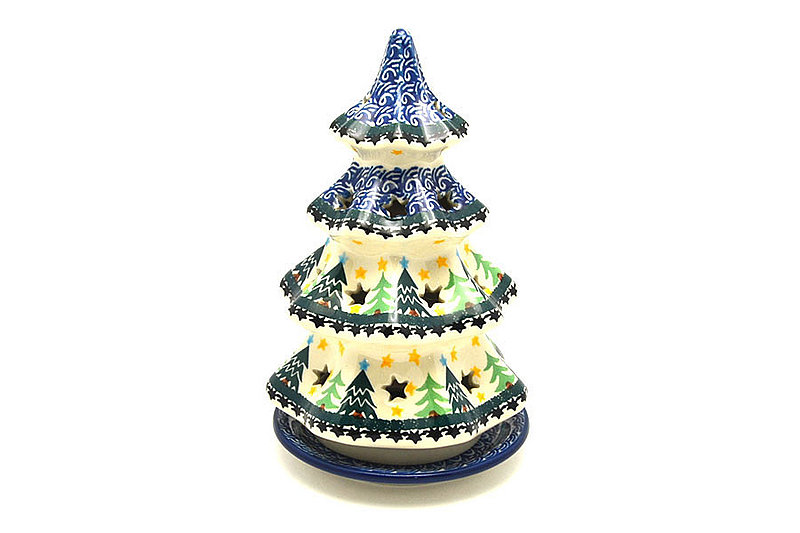 8"H x 5"W
 Polish Pottery Christmas Tree Luminarz - Large (8") - Christmas Trees 602-1284a (8"H x 5"W
)