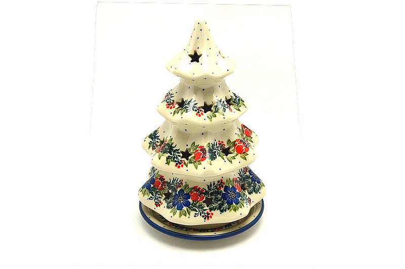 8"H x 5"W
 Polish Pottery Christmas Tree Luminarz - Large (8") - Garden Party 602-1535a (8"H x 5"W
)