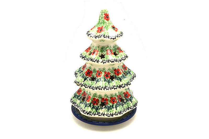 8"H x 5"W
 Polish Pottery Christmas Tree Luminarz - Large (8") - Maraschino 602-1916a (8"H x 5"W
)