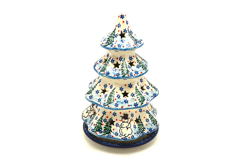 8"H x 5"W
 Polish Pottery Christmas Tree Luminarz - Large (8") - Unikat Signature - U4661 602-U4661 (8"H x 5"W
)