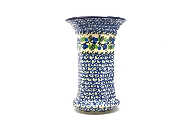9 1/2"H x 6 1/4"W (at the lip)
 Polish Pottery Vase - Large - Blue Berries 052-1416a (9 1/2"H x 6 1/4"W (at the lip)
)