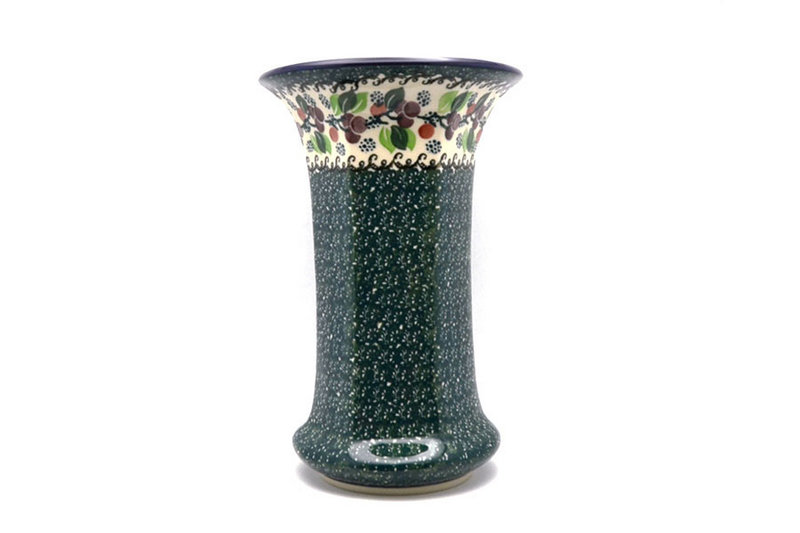 9 1/2"H x 6 1/4"W (at the lip)
 Polish Pottery Vase - Large - Burgundy Berry Green 052-1415a (9 1/2"H x 6 1/4"W (at the lip)
)