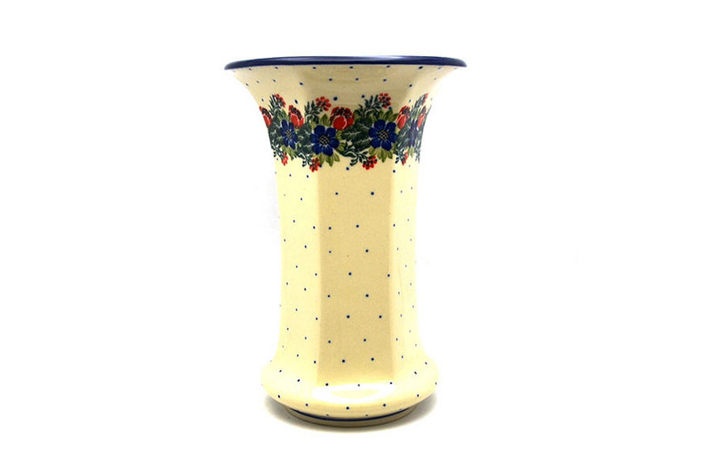 9 1/2"H x 6 1/4"W (at the lip)
 Polish Pottery Vase - Large - Garden Party 052-1535a (9 1/2"H x 6 1/4"W (at the lip)
)