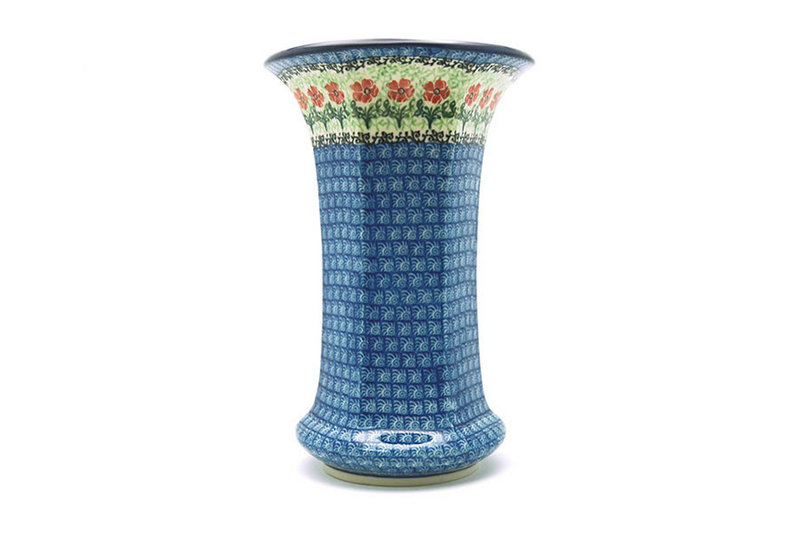 9 1/2"H x 6 1/4"W (at the lip)
 Polish Pottery Vase - Large - Maraschino 052-1916a (9 1/2"H x 6 1/4"W (at the lip)
)