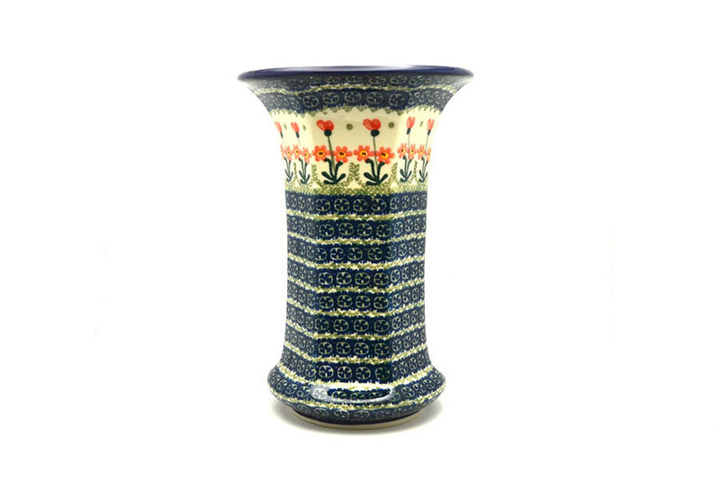 9 1/2"H x 6 1/4"W (at the lip)
 Polish Pottery Vase - Large - Peach Spring Daisy 052-560a (9 1/2"H x 6 1/4"W (at the lip)
)
