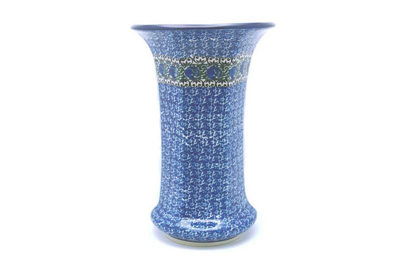 9 1/2"H x 6 1/4"W (at the lip)
 Polish Pottery Vase - Large - Peacock Feather 052-1513a (9 1/2"H x 6 1/4"W (at the lip)
)
