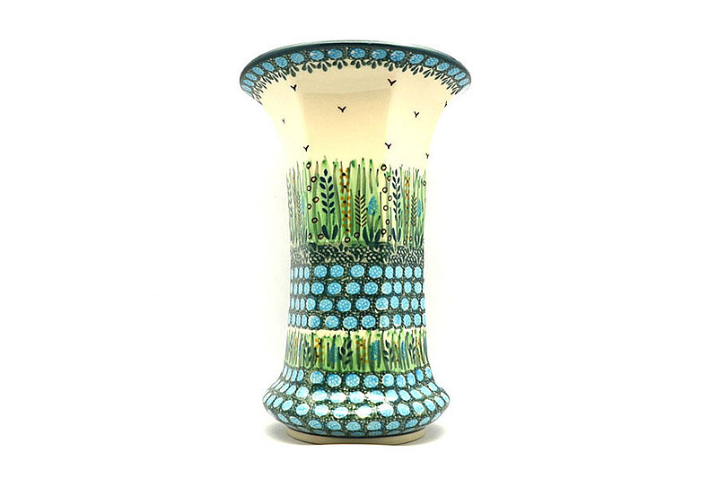 9 1/2"H x 6 1/4"W (at the lip)
 Polish Pottery Vase - Large - Unikat Signature - U0803 052-U0803 (9 1/2"H x 6 1/4"W (at the lip)
)