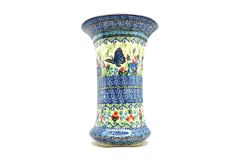 9 1/2"H x 6 1/4"W (at the lip)
 Polish Pottery Vase - Large - Unikat Signature - U4600 052-U4600 (9 1/2"H x 6 1/4"W (at the lip)
)