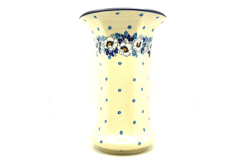 9 1/2"H x 6 1/4"W (at the lip)
 Polish Pottery Vase - Large - White Poppy 052-2222a (9 1/2"H x 6 1/4"W (at the lip)
)
