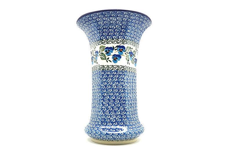 9 1/2"H x 6 1/4"W (at the lip)
 Polish Pottery Vase - Large - Winter Viola 052-2273a (9 1/2"H x 6 1/4"W (at the lip)
)