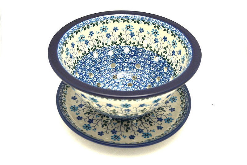 bowl: 4"H x 8"W
 Polish Pottery Berry Bowl with Saucer - Georgia Blue 470-2785a (bowl: 4"H x 8"W
)