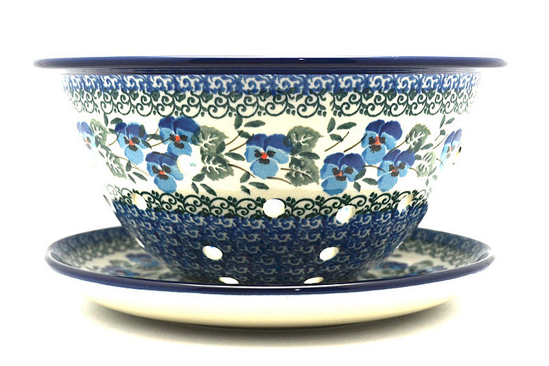 bowl: 4"H x 8"W
 Polish Pottery Berry Bowl with Saucer - Winter Viola 470-2273a (bowl: 4"H x 8"W
)