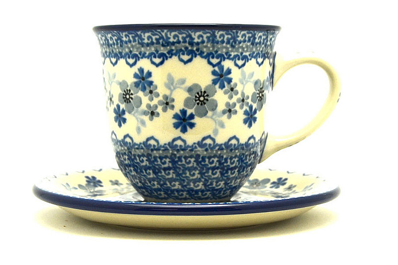 Ceramika Artystyczna Polish Pottery 8 oz. Cup & Saucer - Blue Horizon B66-2333a (Ceramika Artystyczna)