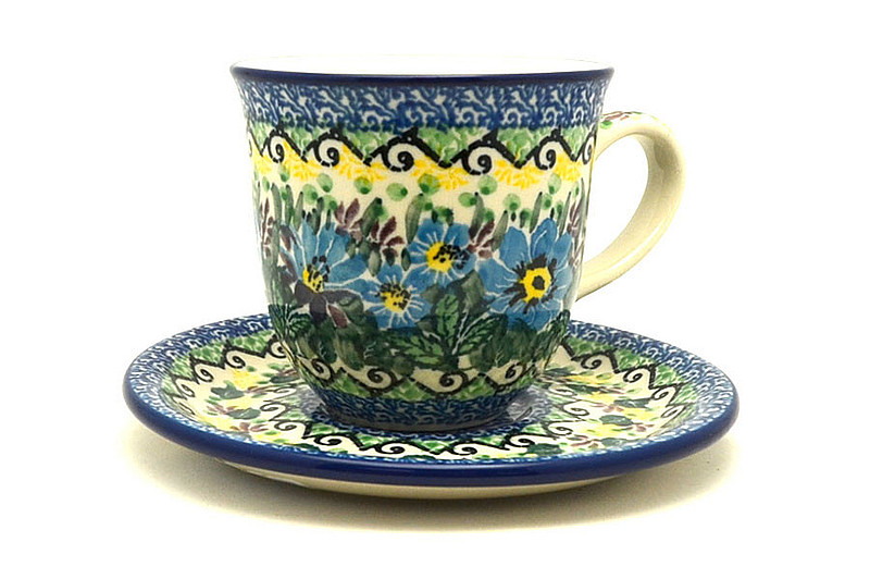 Ceramika Artystyczna Polish Pottery 8 oz. Cup & Saucer - Unikat Signature - U4613 B66-U4613 (Ceramika Artystyczna)