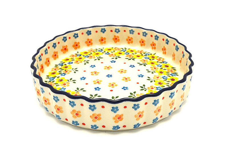 Ceramika Artystyczna Polish Pottery Baker - Fluted Quiche - Small (7") - Buttercup 910-2225a (Ceramika Artystyczna)