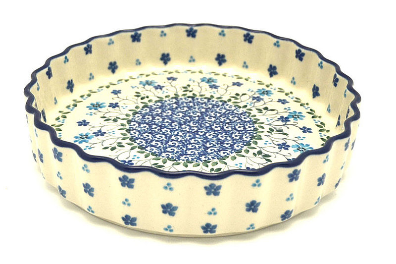 Ceramika Artystyczna Polish Pottery Baker - Fluted Quiche - Small (7") - Georgia Blue 910-2785a (Ceramika Artystyczna)