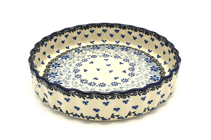 Ceramika Artystyczna Polish Pottery Baker - Fluted Quiche - Small (7") - Silver Lace 910-2158a (Ceramika Artystyczna)
