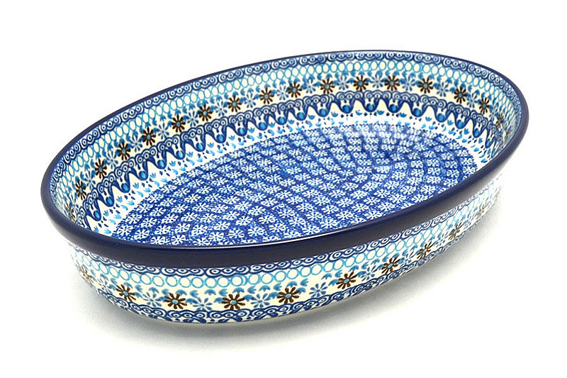 Polish Pottery Baker - Oval - Large - Blue Yonder