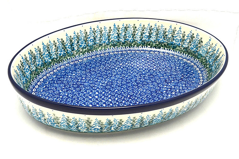 Ceramika Artystyczna Polish Pottery Baker - Oval - Large - Virginia Blue Bells 297-3279a (Ceramika Artystyczna)
