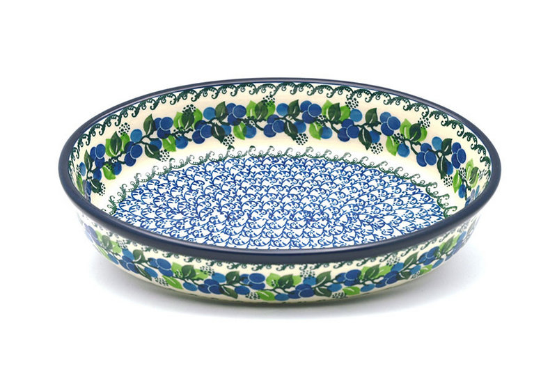 Ceramika Artystyczna Polish Pottery Baker - Oval - Medium - Blue Berries 298-1416a (Ceramika Artystyczna)