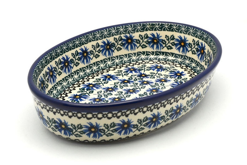 Polish Pottery Baker - Oval - Medium - Blue Chicory