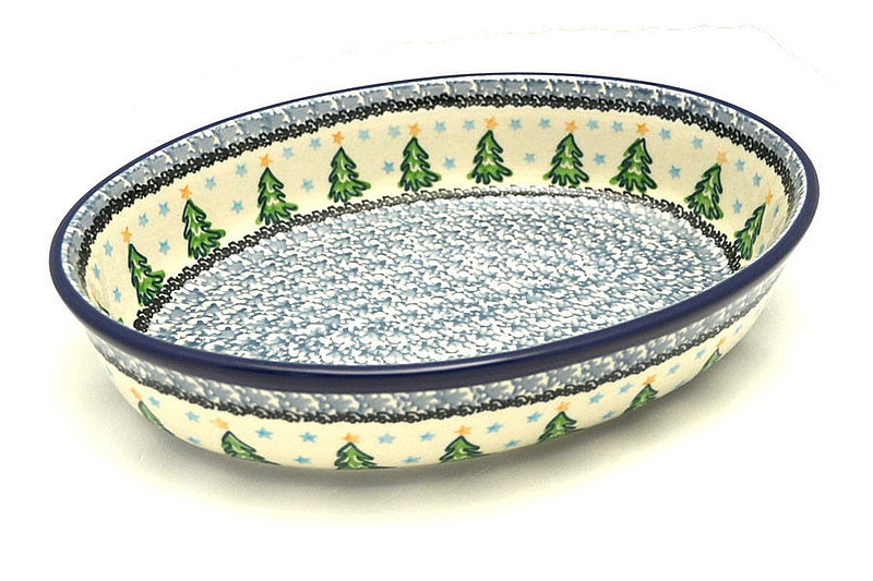 Ceramika Artystyczna Polish Pottery Baker - Oval - Medium - Evergreens 298-1719a (Ceramika Artystyczna)