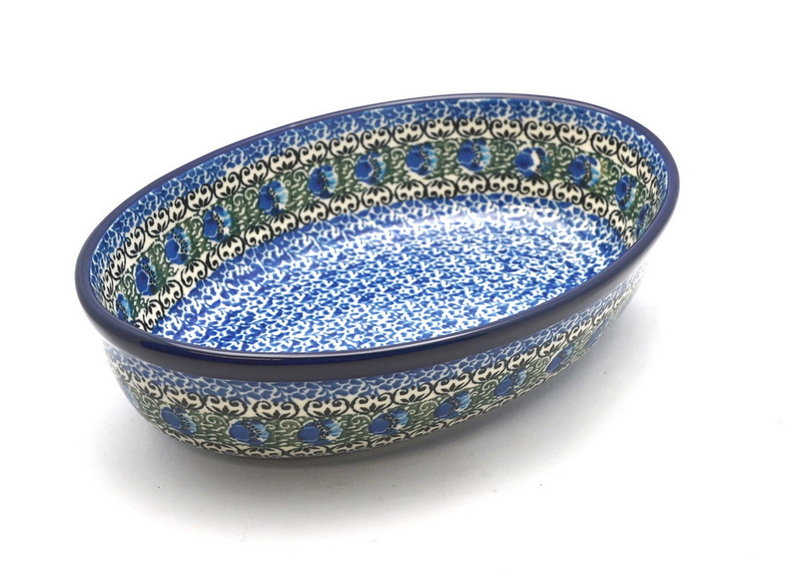 Ceramika Artystyczna Polish Pottery Baker - Oval - Medium - Peacock Feather 298-1513a (Ceramika Artystyczna)