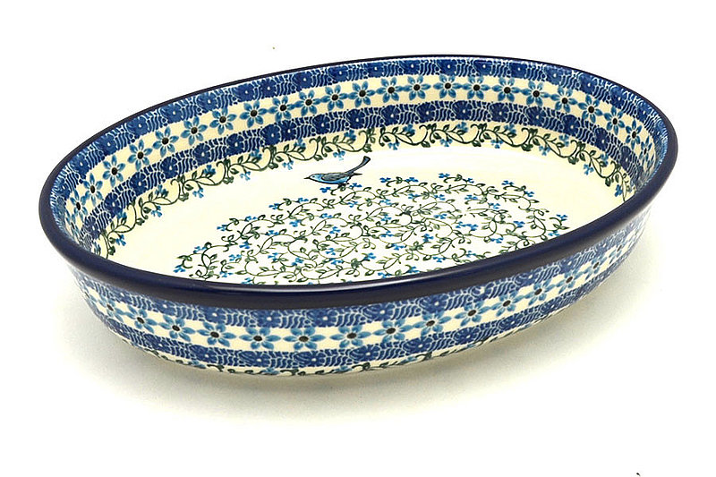 Ceramika Artystyczna Polish Pottery Baker - Oval - Medium - Song Bird 298-1932a (Ceramika Artystyczna)