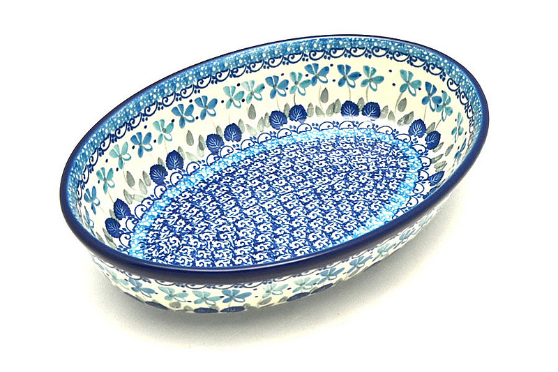 Ceramika Artystyczna Polish Pottery Baker - Oval - Small - Blue Orchids 299-2751a (Ceramika Artystyczna)