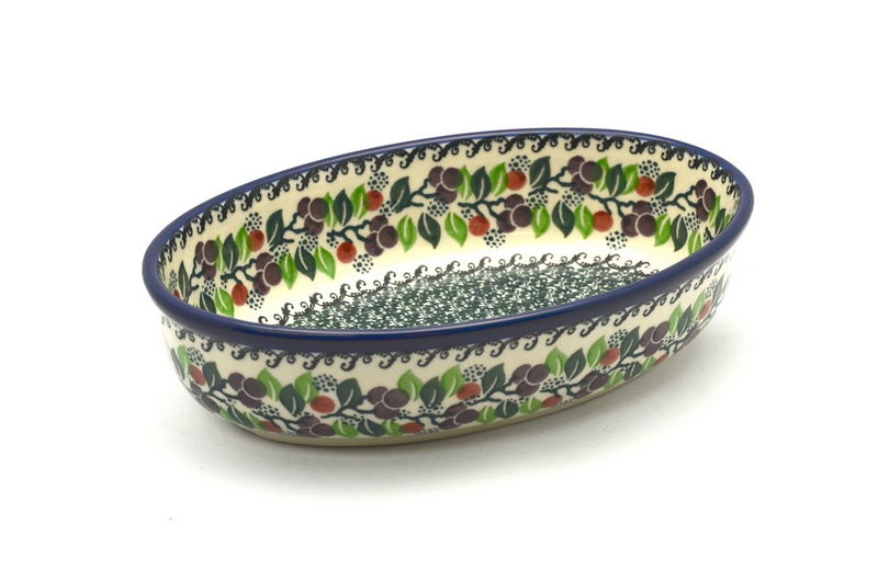 Ceramika Artystyczna Polish Pottery Baker - Oval - Small - Burgundy Berry Green 299-1415a (Ceramika Artystyczna)