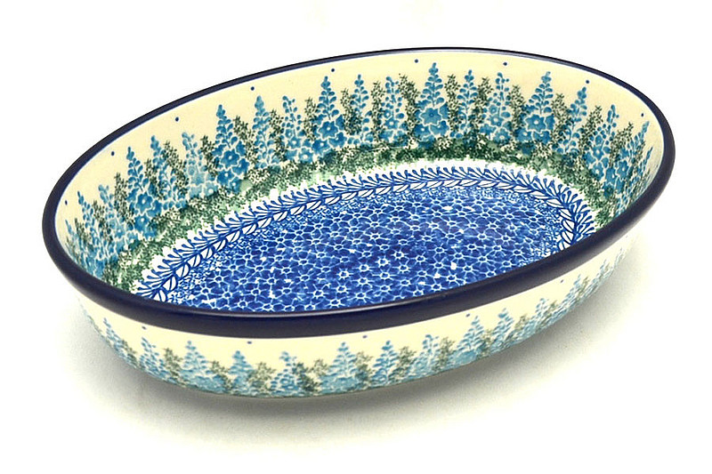 Ceramika Artystyczna Polish Pottery Baker - Oval - Small - Virginia Blue Bells 299-3279a (Ceramika Artystyczna)
