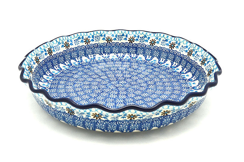 Polish Pottery Baker - Pie Dish - Fluted - Blue Yonder