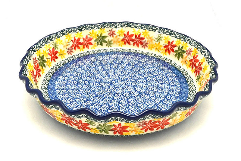 Ceramika Artystyczna Polish Pottery Baker - Pie Dish - Fluted - Maple Harvest 636-2533a (Ceramika Artystyczna)