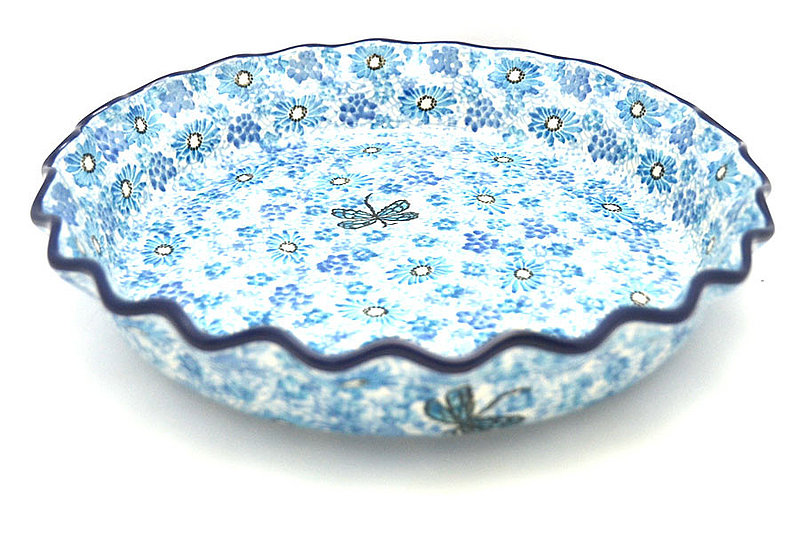 Ceramika Artystyczna Polish Pottery Baker - Pie Dish - Fluted - Misty Dragonfly 636-2818a (Ceramika Artystyczna)