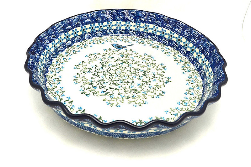 Ceramika Artystyczna Polish Pottery Baker - Pie Dish - Fluted - Song Bird 636-1932a (Ceramika Artystyczna)
