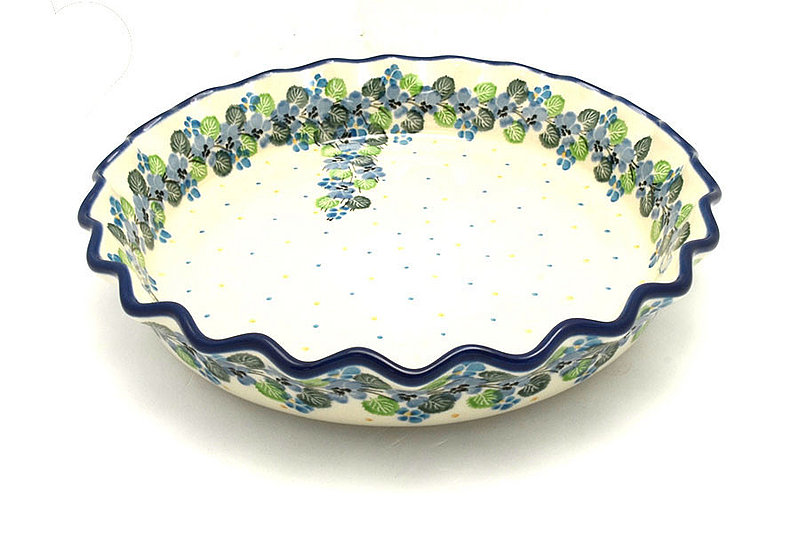 Ceramika Artystyczna Polish Pottery Baker - Pie Dish - Fluted - Spring Viola 636-2339a (Ceramika Artystyczna)