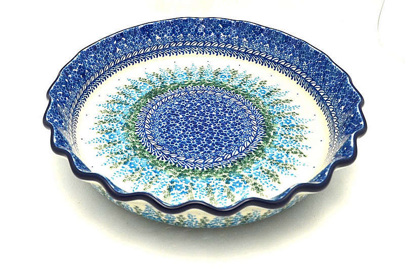 Ceramika Artystyczna Polish Pottery Baker - Pie Dish - Fluted - Virginia Blue Bells 636-3279a (Ceramika Artystyczna)