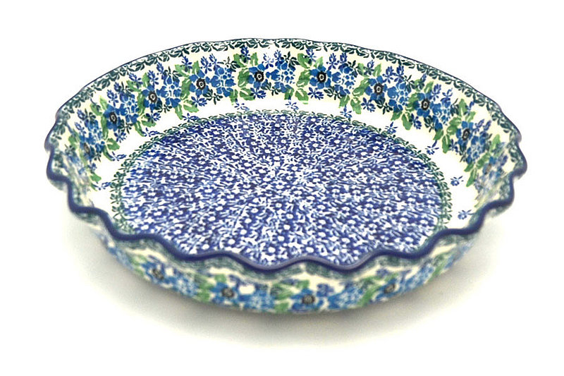Ceramika Artystyczna Polish Pottery Baker - Pie Dish - Fluted - Wild Indigo 636-1865a (Ceramika Artystyczna)