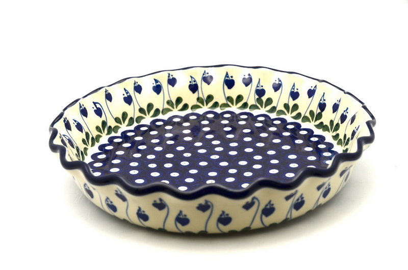 Ceramika Artystyczna Polish Pottery Baker - Pie/Quiche - Fluted - Bleeding Heart 636-377o (Ceramika Artystyczna)