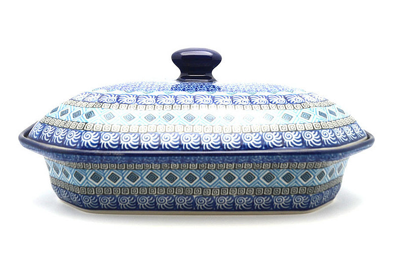 Polish Pottery Baker - Rectangular Covered - Large - Aztec Sky