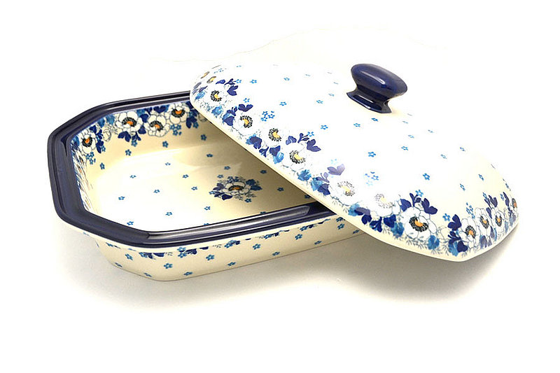 Ceramika Artystyczna Polish Pottery Baker - Rectangular Covered - Large - White Poppy 665-2222a (Ceramika Artystyczna)