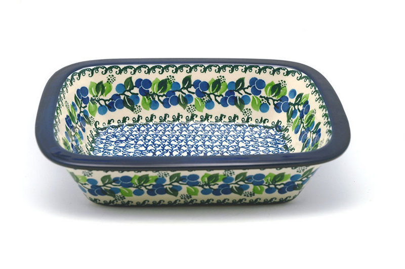 Ceramika Artystyczna Polish Pottery Baker - Rectangular with Grip Lip - Blue Berries 162-1416a (Ceramika Artystyczna)