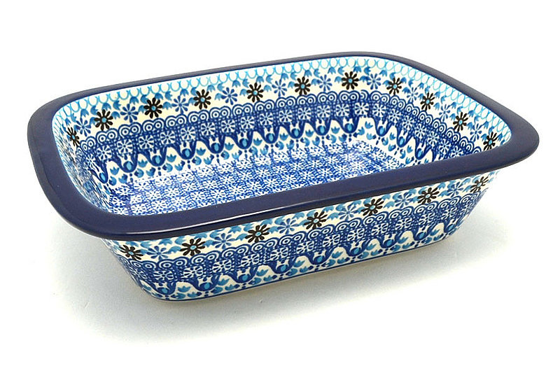 Ceramika Artystyczna Polish Pottery Baker - Rectangular with Grip Lip - Blue Yonder 162-2187a (Ceramika Artystyczna)