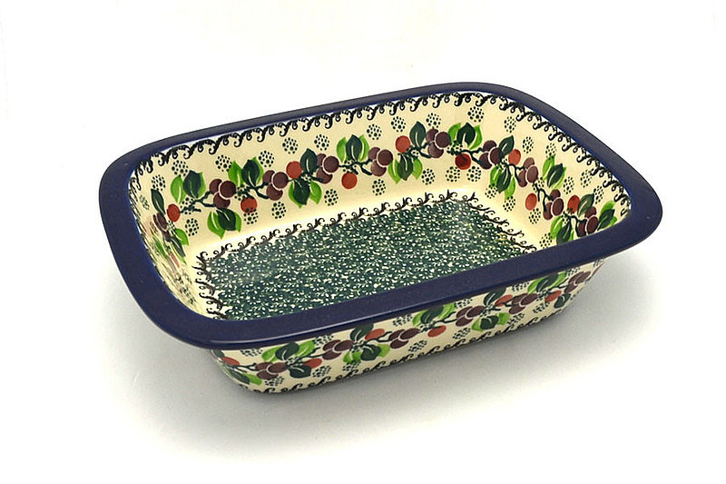 Ceramika Artystyczna Polish Pottery Baker - Rectangular with Grip Lip - Burgundy Berry Green 162-1415a (Ceramika Artystyczna)