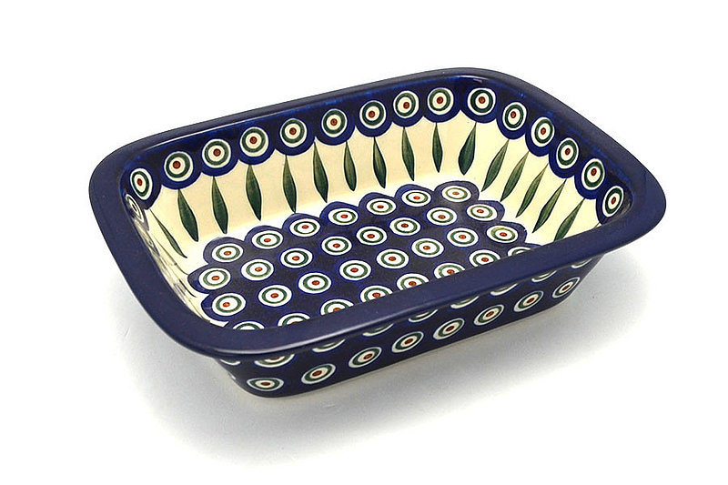 Ceramika Artystyczna Polish Pottery Baker - Rectangular with Grip Lip - Peacock 162-054a (Ceramika Artystyczna)