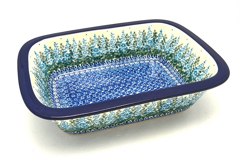 Ceramika Artystyczna Polish Pottery Baker - Rectangular with Grip Lip - Virginia Blue Bells 162-3279a (Ceramika Artystyczna)