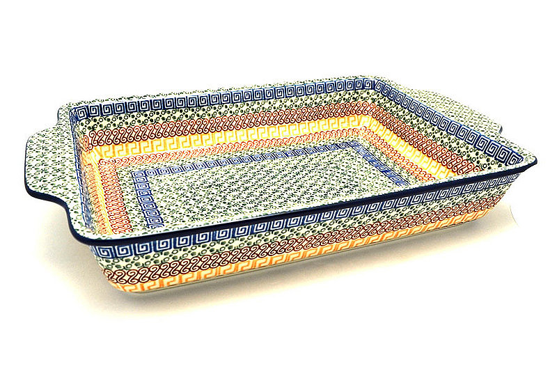 Ceramika Artystyczna Polish Pottery Baker - Rectangular with Tab Handles - 12 cups - Autumn A56-050a (Ceramika Artystyczna)