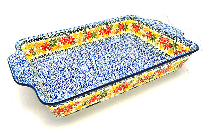 Ceramika Artystyczna Polish Pottery Baker - Rectangular with Tab Handles - 12 cups - Maple Harvest A56-2533a (Ceramika Artystyczna)