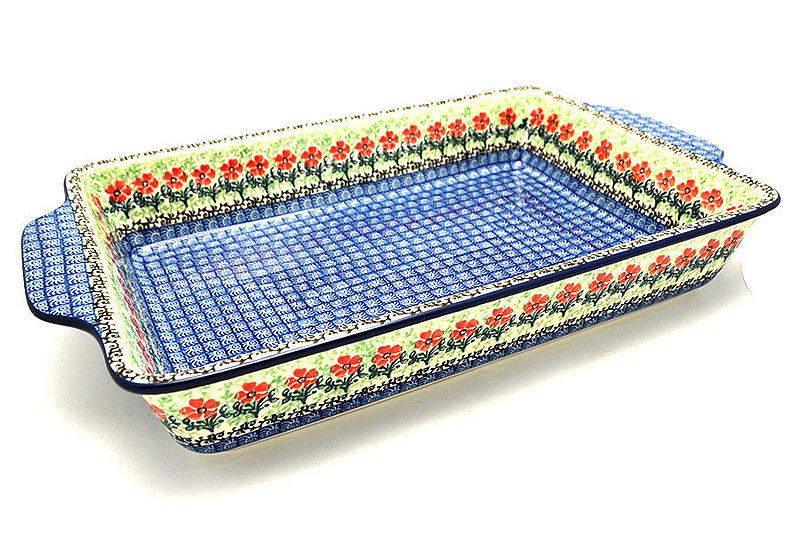 Ceramika Artystyczna Polish Pottery Baker - Rectangular with Tab Handles - 12 cups - Maraschino A56-1916a (Ceramika Artystyczna)